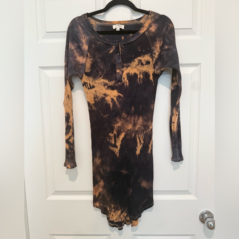 Umgee Black and Tan Long Sleeve Dress